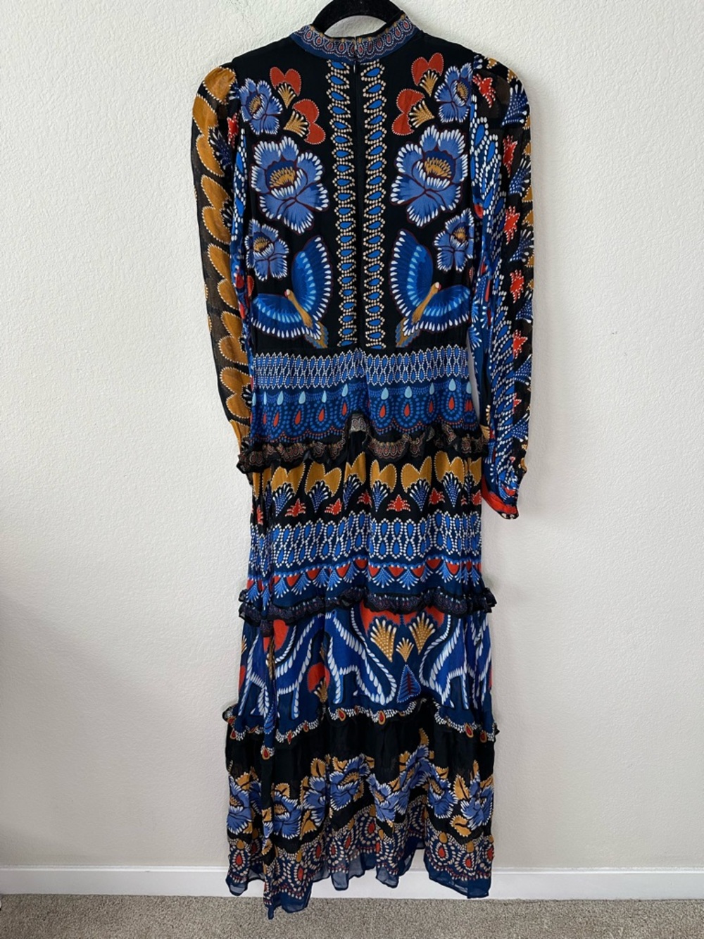 FARM RIO Ainika Ruffled Printed Crepe Maxi Dress SZ XS NWT - Picture 7 of 7
